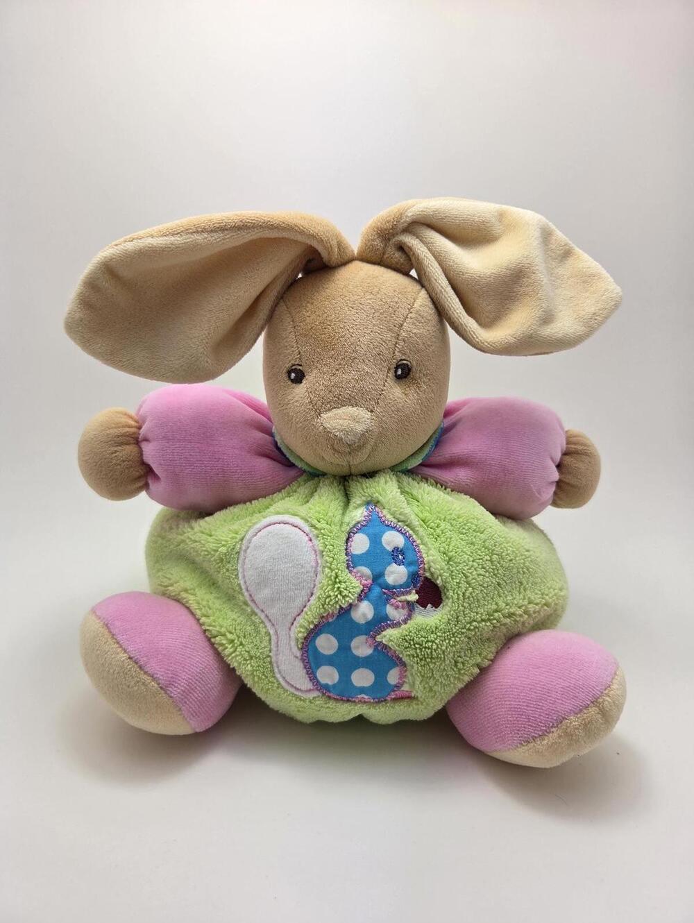 Kaloo Bunny Round Squirrel Green and Pink Rabbit Plush Cute Squishy (10 inch)